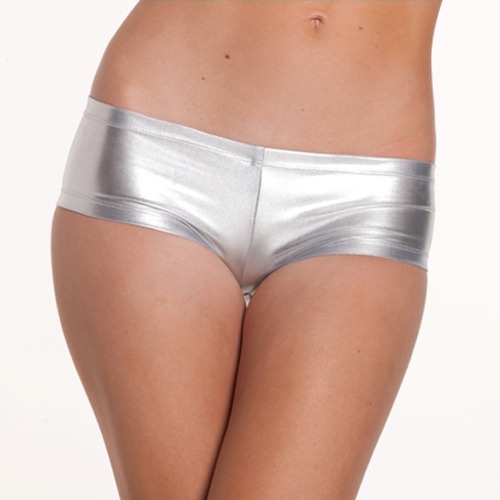 Sexy PVC Silver wet leather look boyshorts